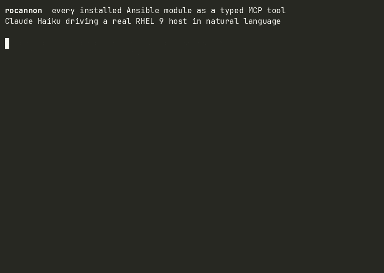Rocannon demo: Claude Code calling Ansible modules via MCP